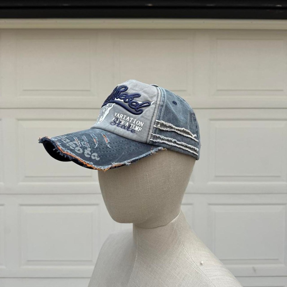 BLACK REBEL DISTRESSED TRUCKER HAT